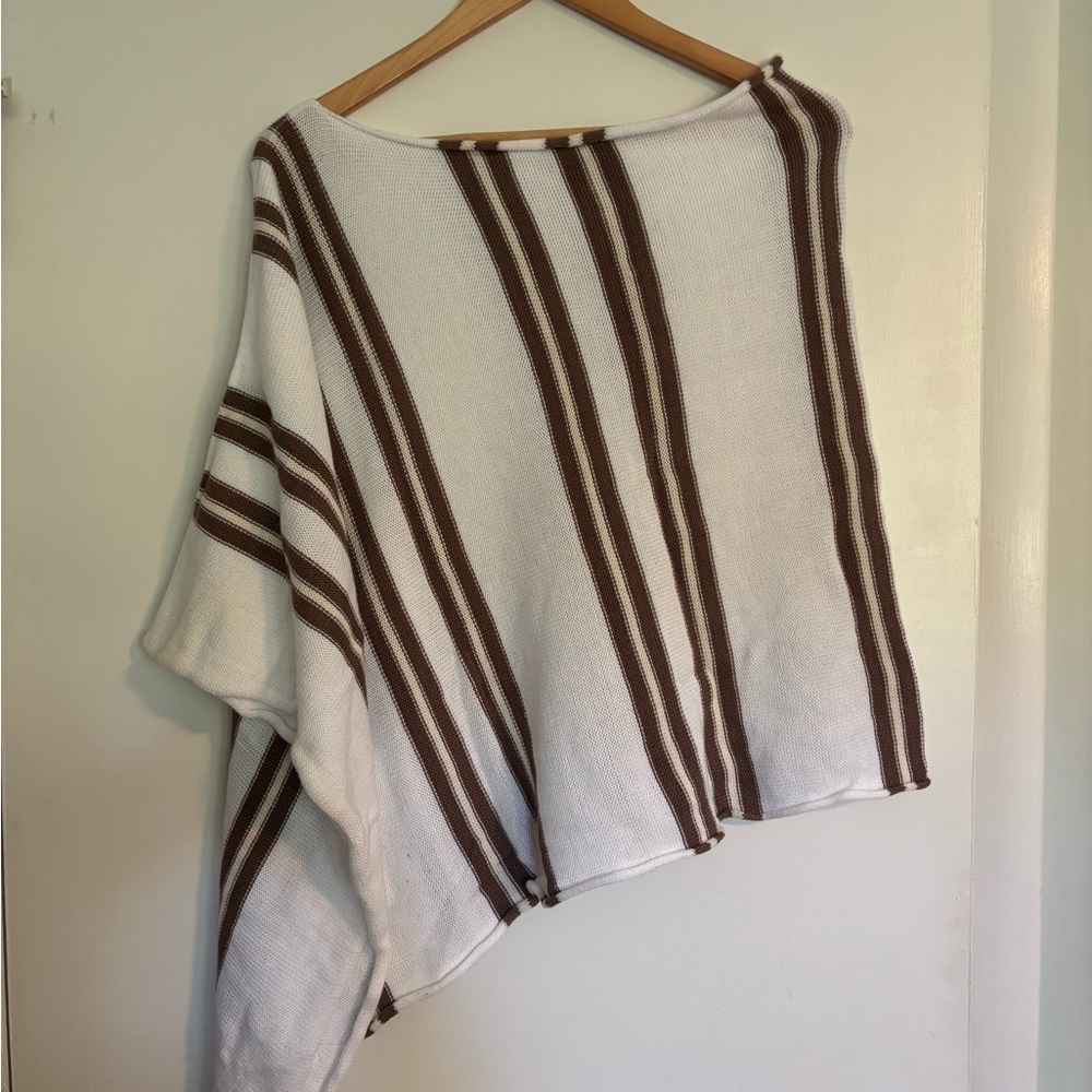 Indigenous White Cream and Brown Knit Poncho